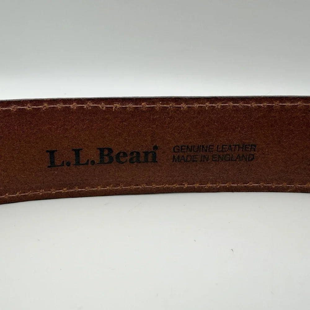 Vintage LL Bean belt genuine leather made in england mens 44 brown brass